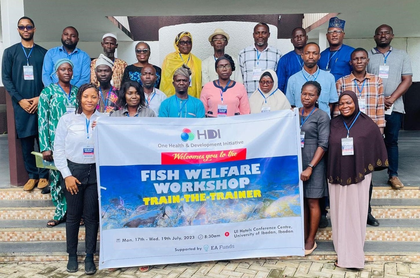 Picture of OHDI staff, and some of the trainees of the Fish Welfare Train-the-trainer workshop