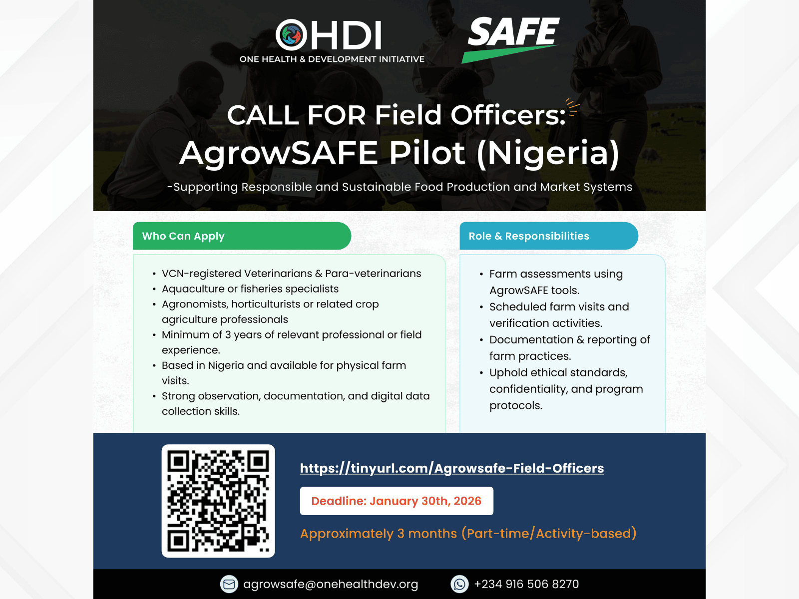 CALL FOR APPLICATIONS: Field Officers AgrowSAFE Pilot (Nigeria)