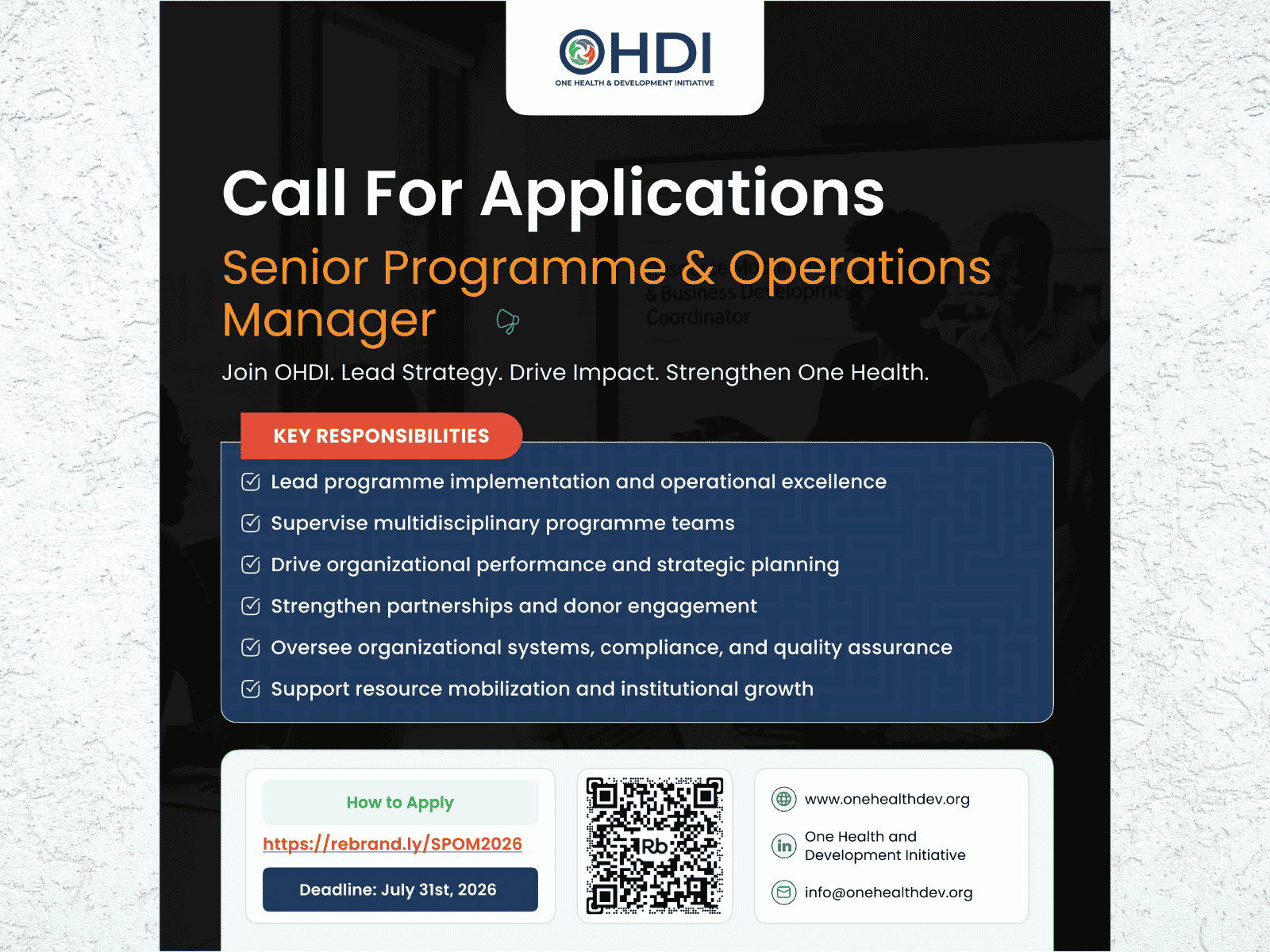 VACANCY ANNOUNCEMENT: Senior Program and Operations Manager