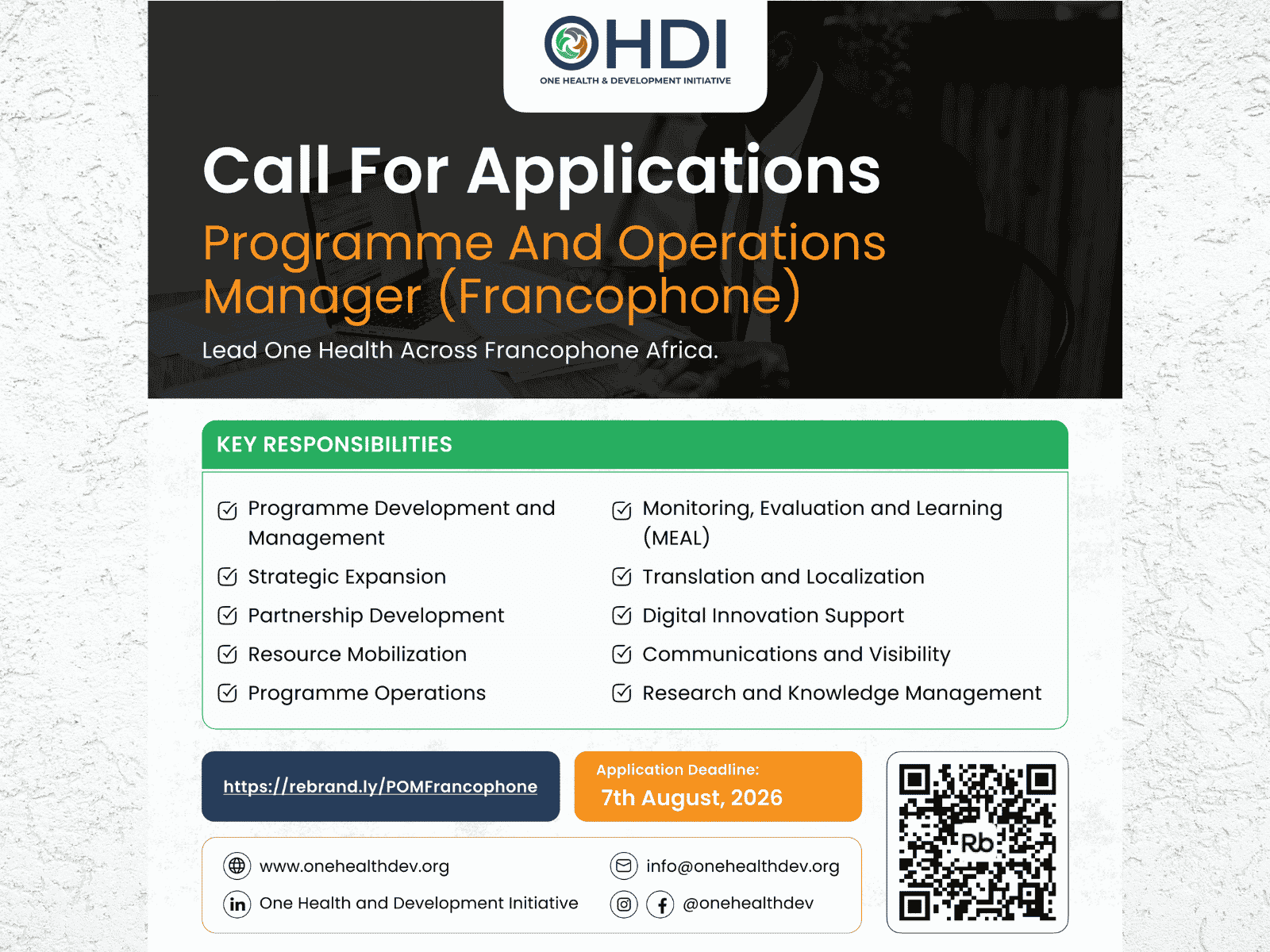 VACANCY ANNOUNCEMENT: Programme and Operations Manager (Francophone)