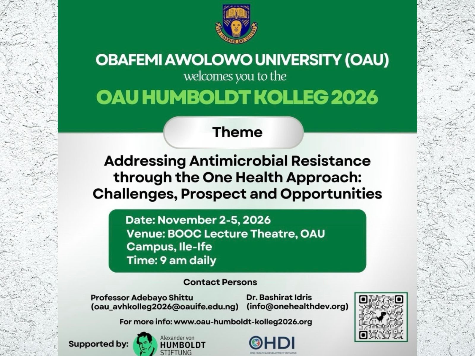 Tackling Antimicrobial Resistance in Nigeria: OHDI Supports OAU’s One Health Kolleg